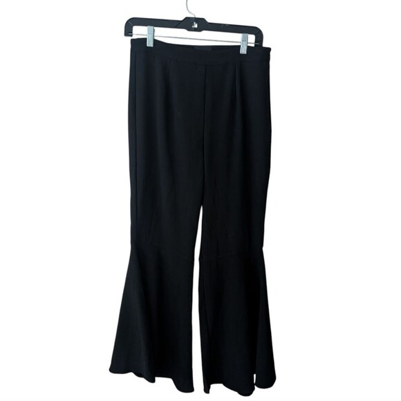 Anthropologie Greylin Leni Frill Flared Black Dress Pants Trousers Size Medium - Picture 2 of 10